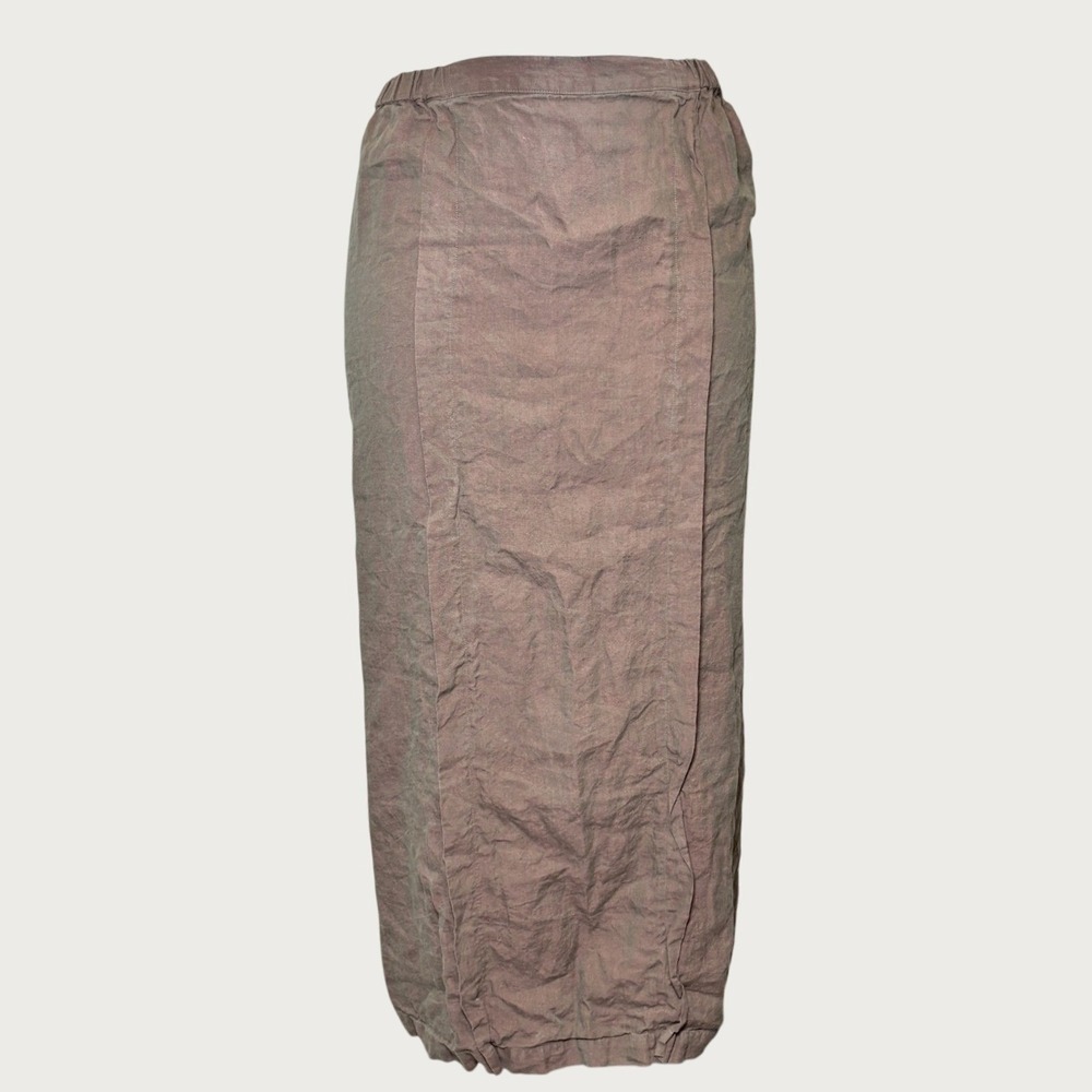 Shirin Guild Womens Maxi Skirt XL Brown Pink  Linen Lagenlook Avant Garde Boho